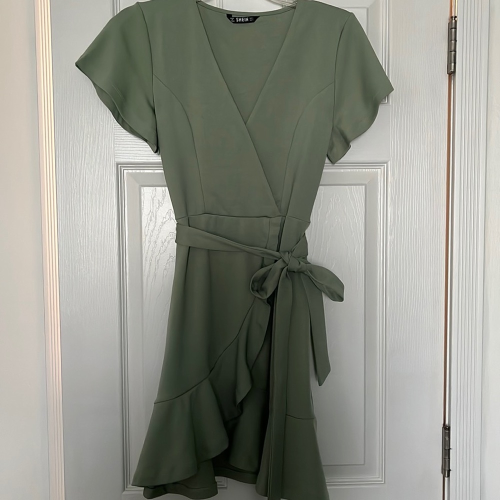 Green wrap dress